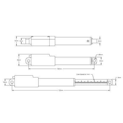 Hitec Linear Servo (50mm Stroke, 30.9mm/sec, 3.1kg Thrust)