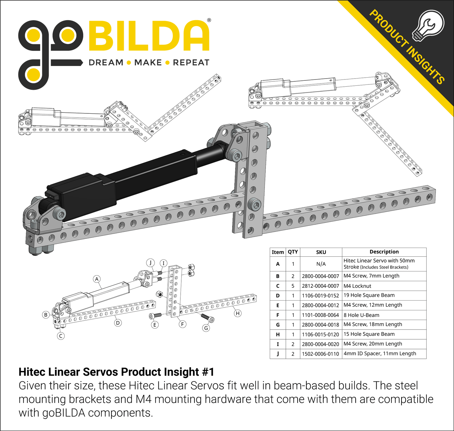 Hitec Linear Servo (100mm Stroke, 4.1mm/sec, 22.2kg Thrust)