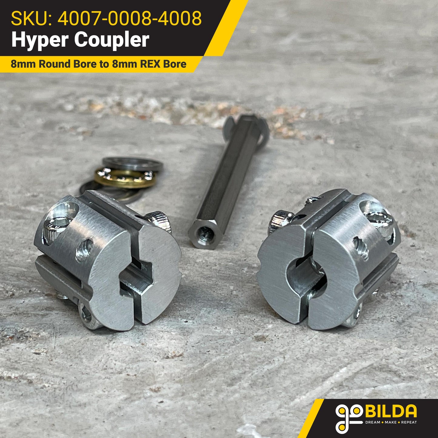 4007 Series Hyper Coupler (8mm Round Bore to 8mm REX™ Bore)