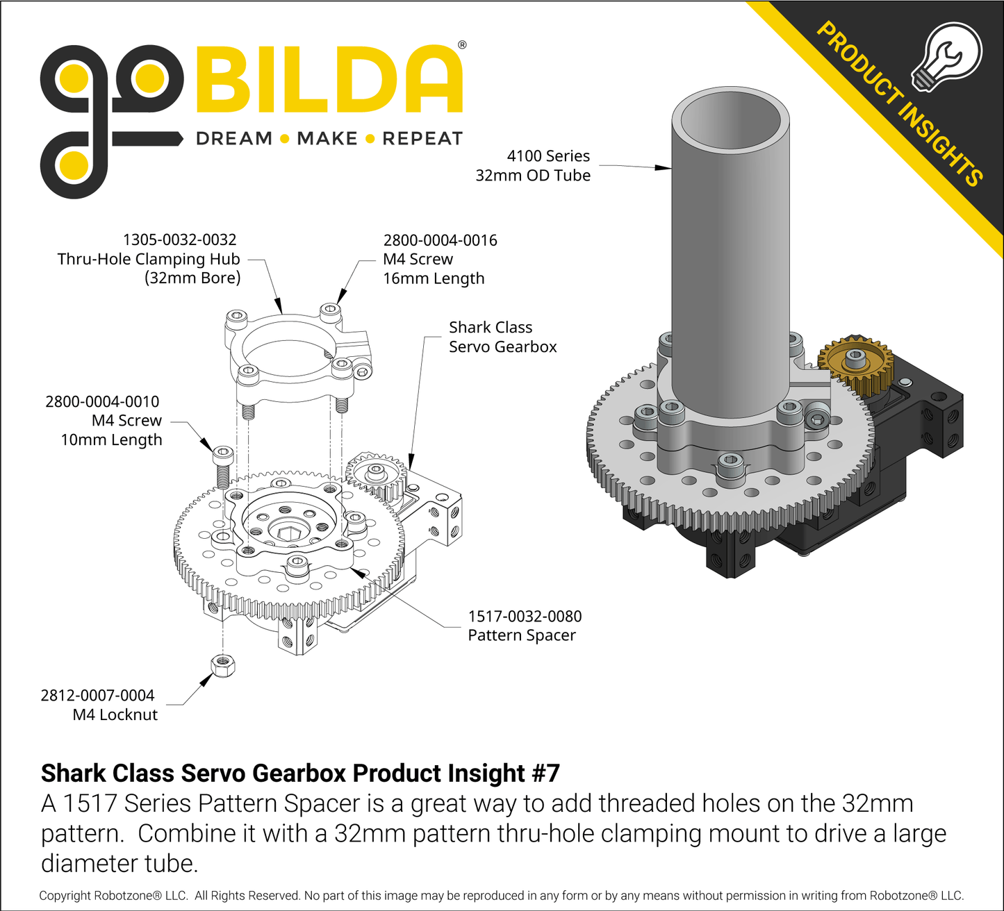 Shark-2 Servo Gearbox (0.28 sec/60°, 36 RPM, 944 oz-in Torque, 1260° Rotation) Feedback Mode