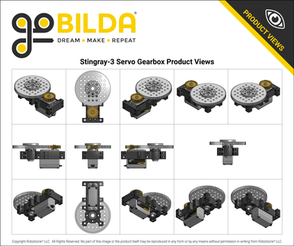 Stingray-3 Servo Gearbox (0.51 sec/60°, 20RPM, 1050 oz-in Torque, 600° Rotation) Continuous Mode