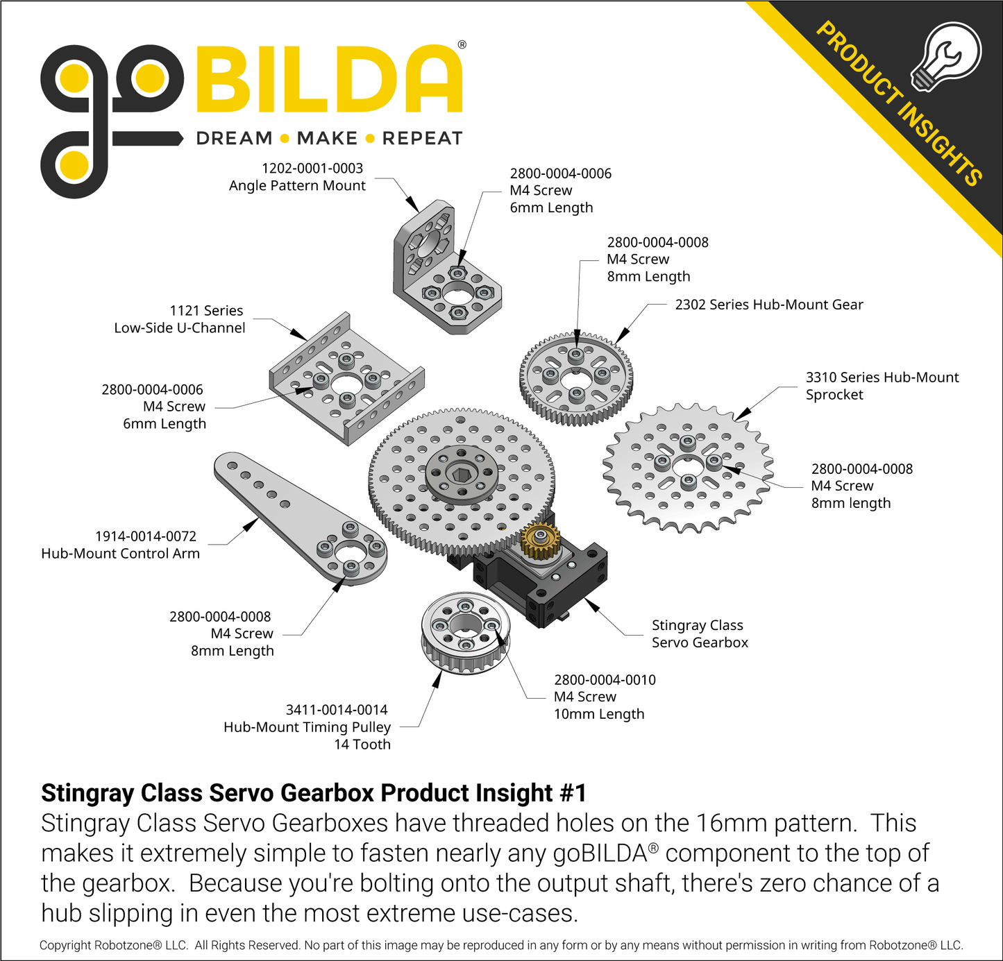 Stingray-4 Servo Gearbox (0.68 sec/60°, 15 RPM, 1400 oz-in Torque, 450° Rotation) Continuous Mode