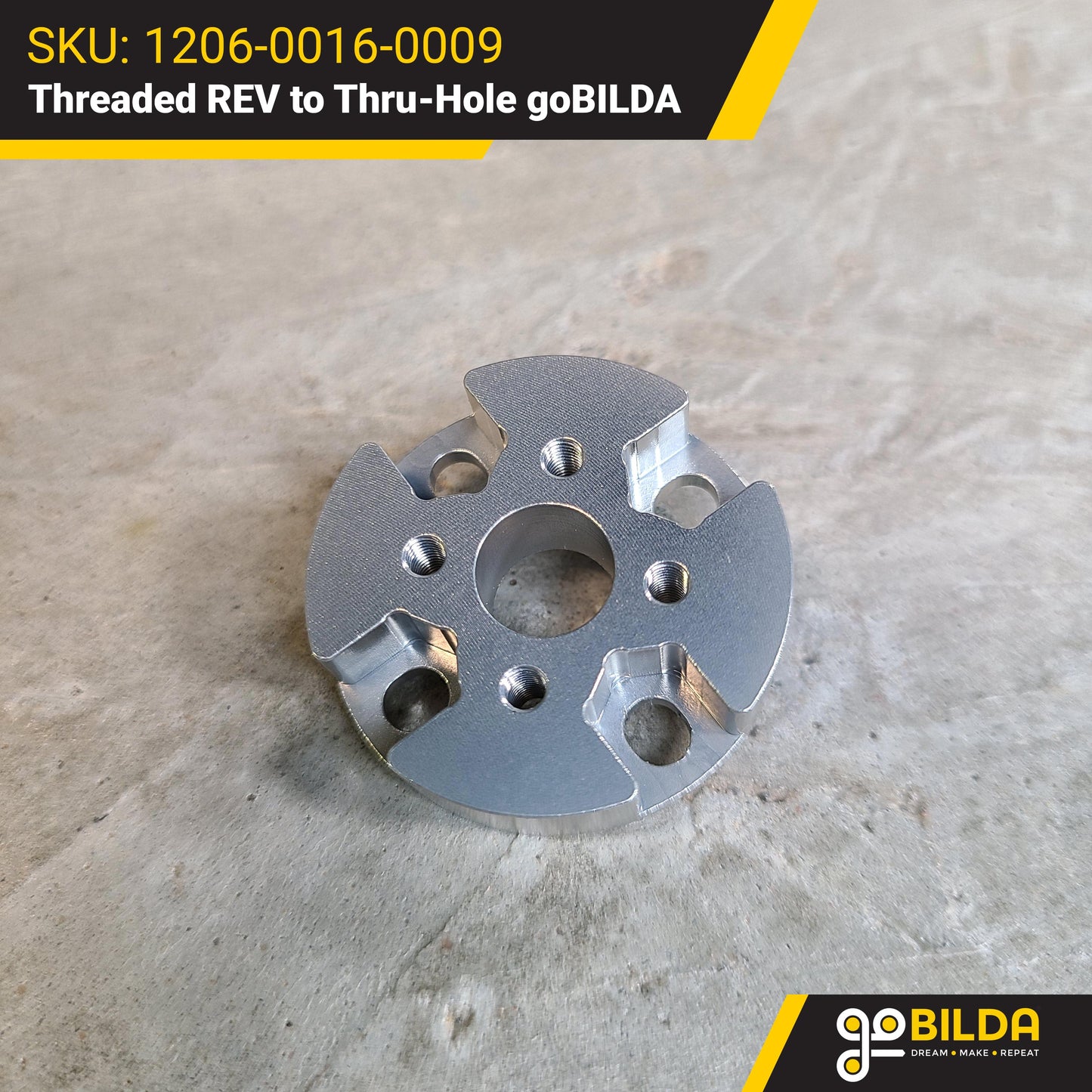 Threaded REV to Thru-Hole goBILDA Pattern Adaptor (16-9)