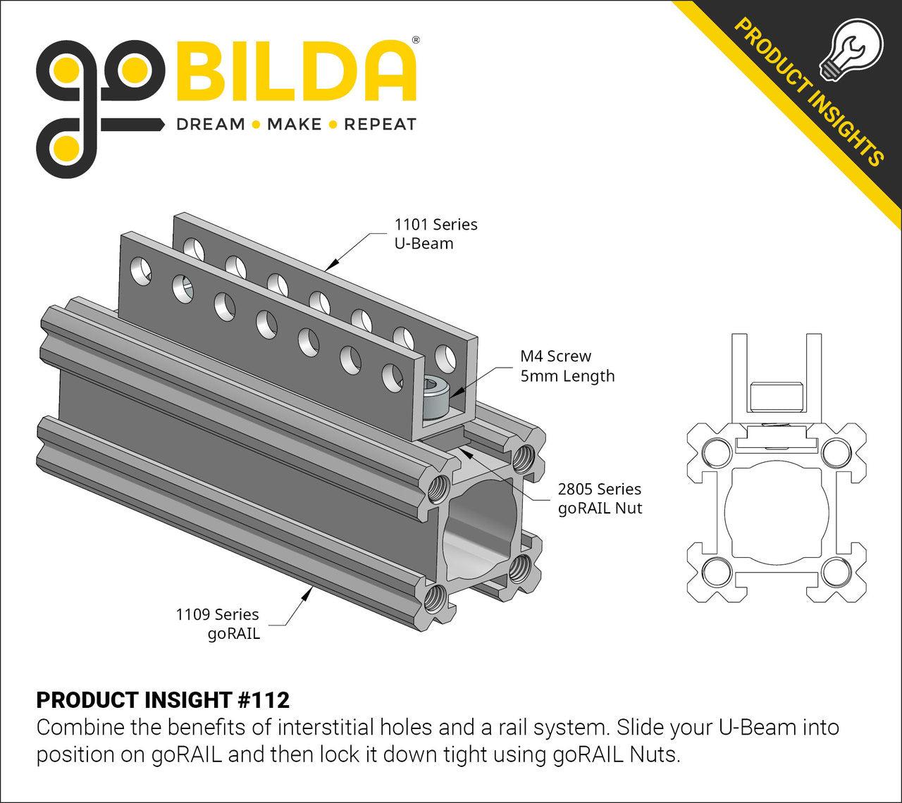 1101 Series U-Beam (17 Hole, 136mm Length)