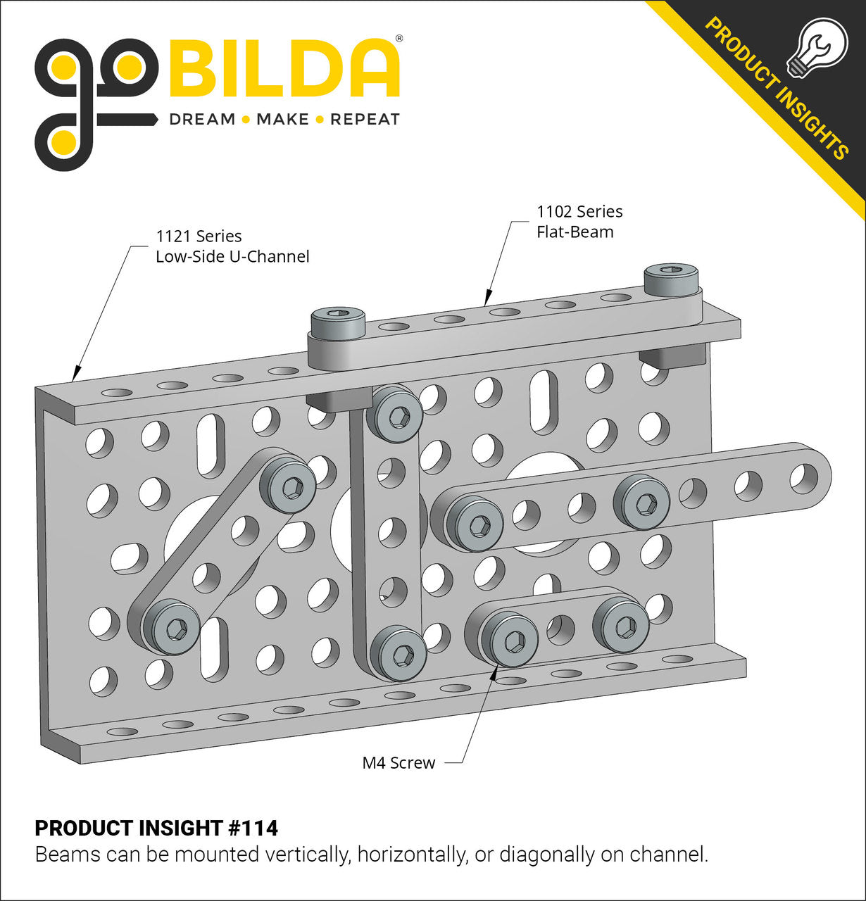 1102 Series Flat Beam (3 Hole, 24mm Length) - 2 Pack