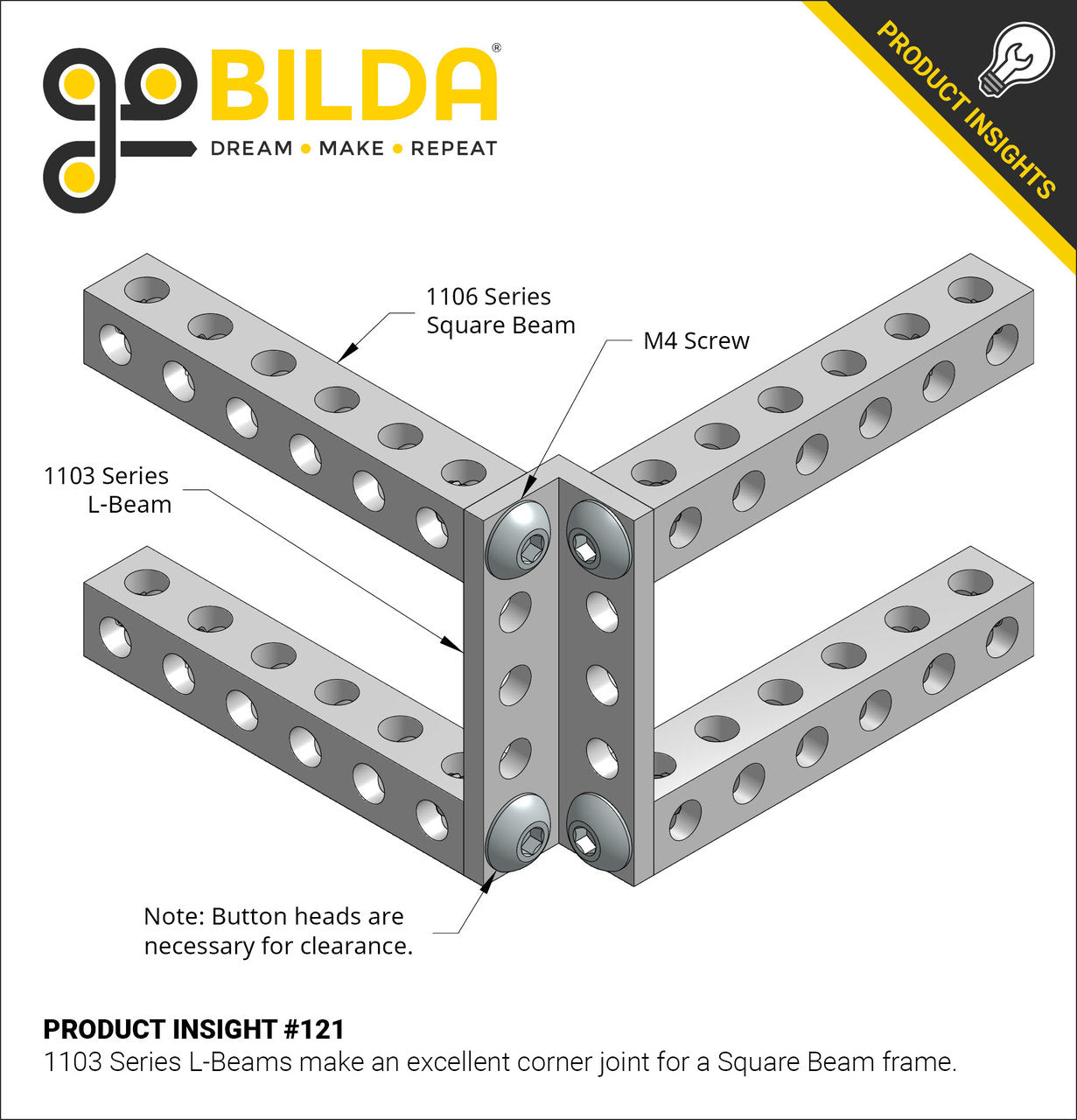 1103 Series L-Beam (1 Hole, 8mm Length) - 2 Pack