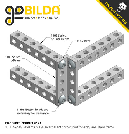 1103 Series L-Beam (23 Hole, 184mm Length) - 2 Pack