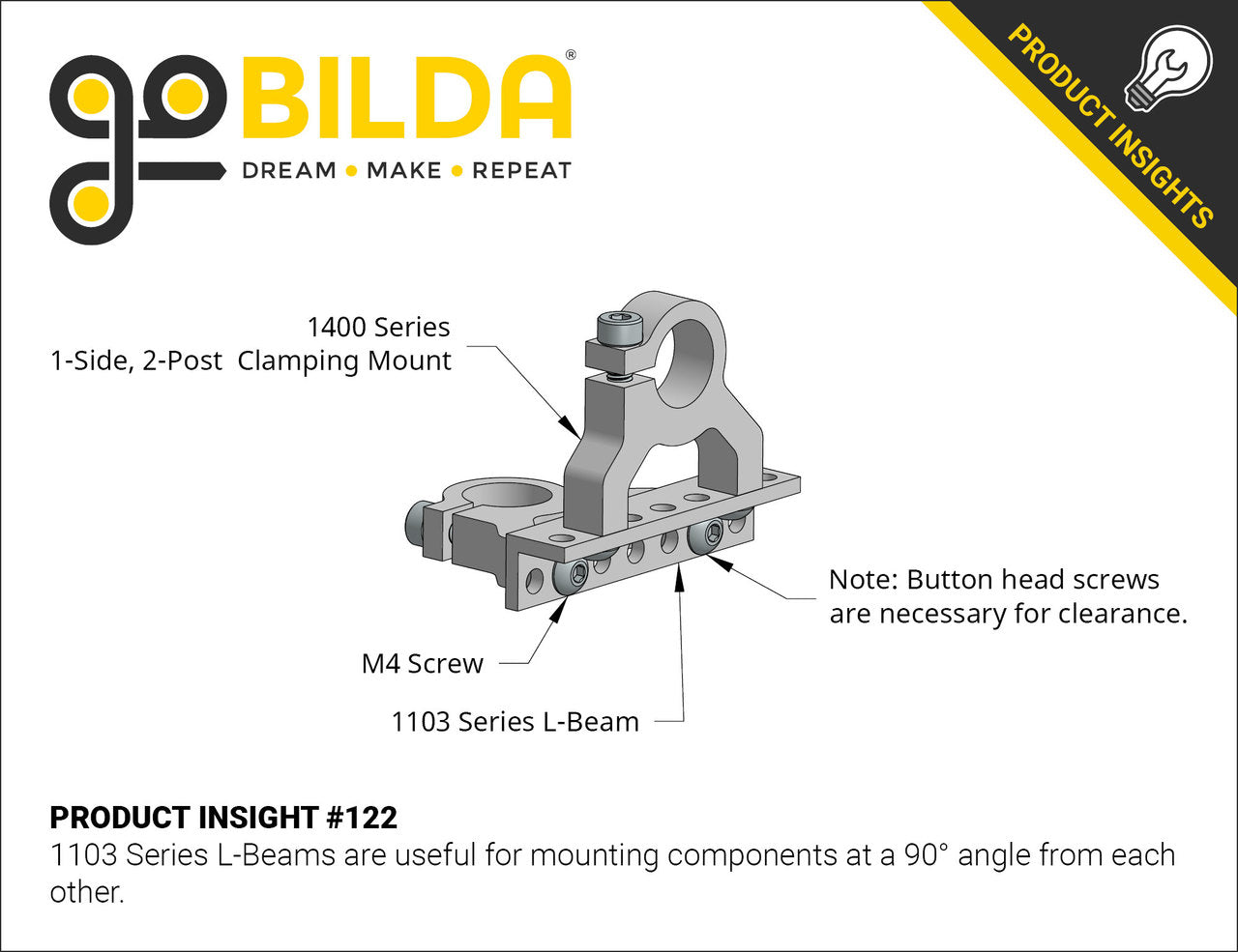 1103 Series L-Beam (1 Hole, 8mm Length) - 2 Pack