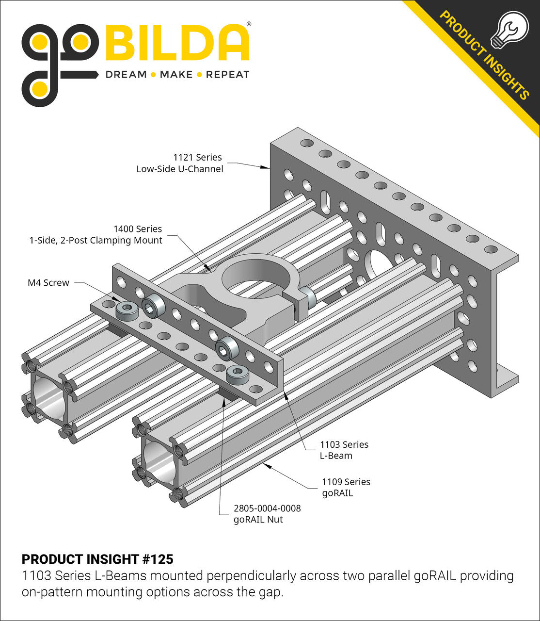 1103 Series L-Beam (5 Hole, 40mm Length) - 2 Pack