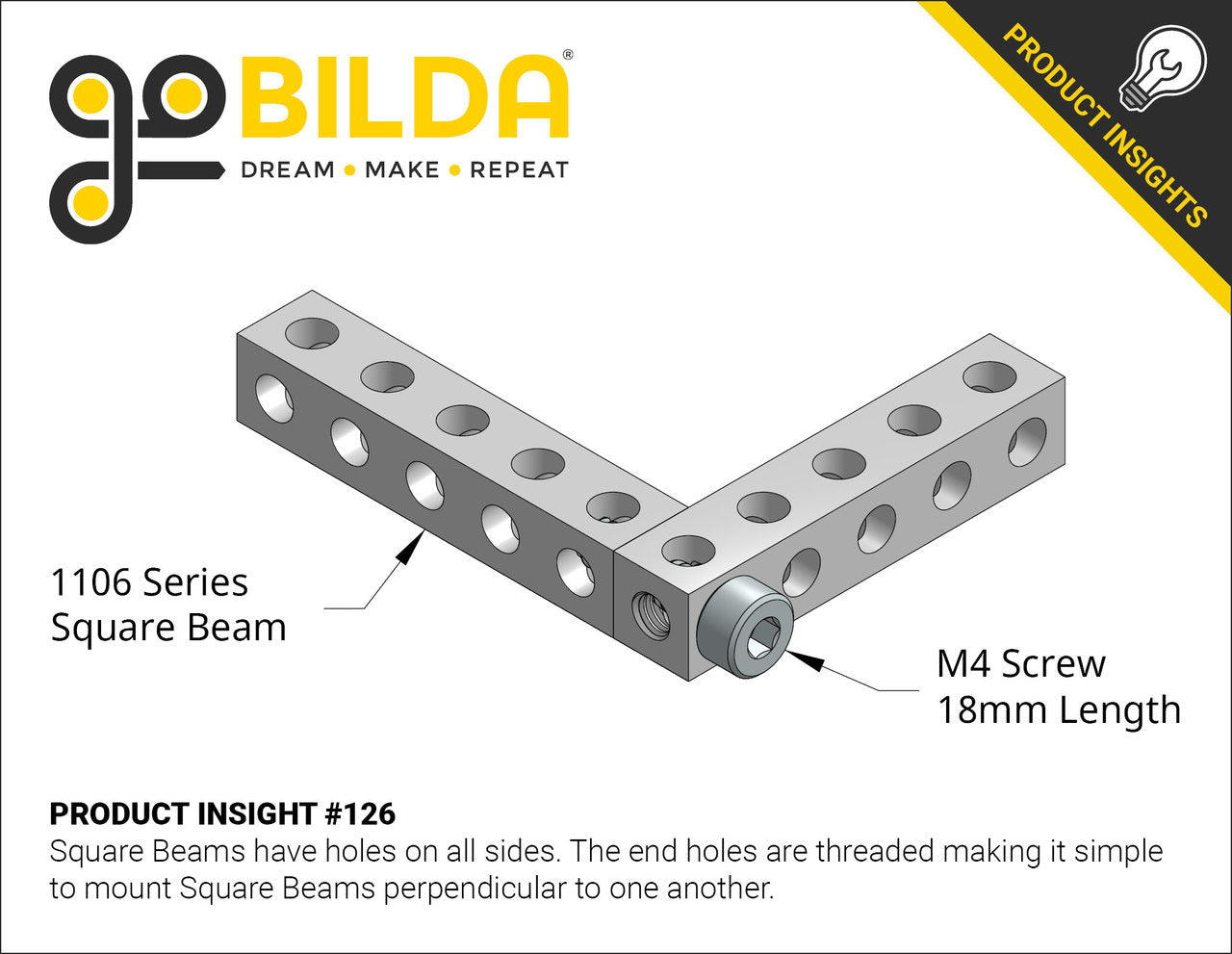 1106 Series Square Beam (21 Hole, 168mm Length)