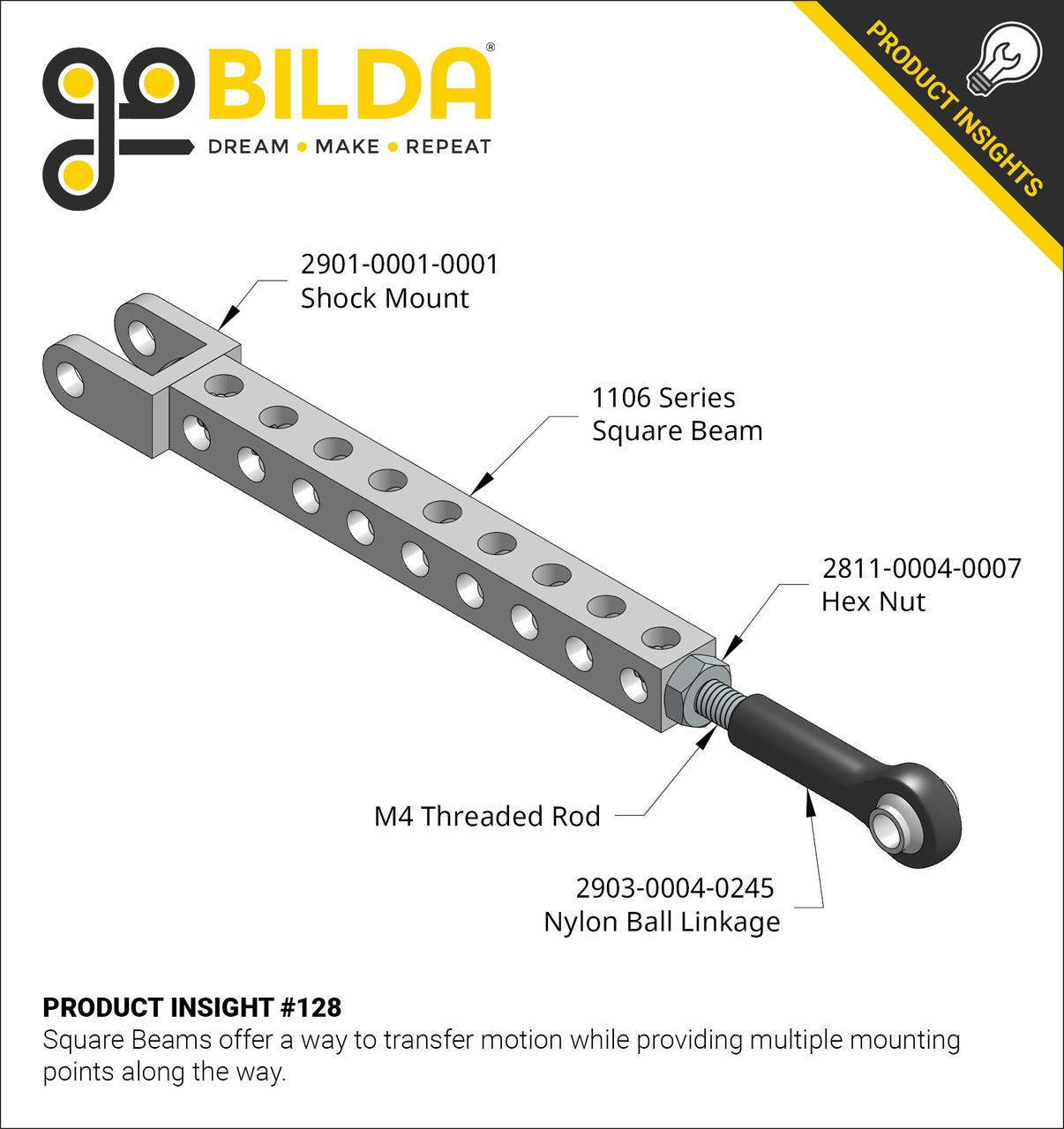 1106 Series Square Beam (8 Hole, 64mm Length)