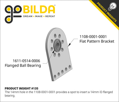 1611 Series Flanged Ball Bearing (6mm ID x 14mm OD, 5mm Thickness) - 2 Pack