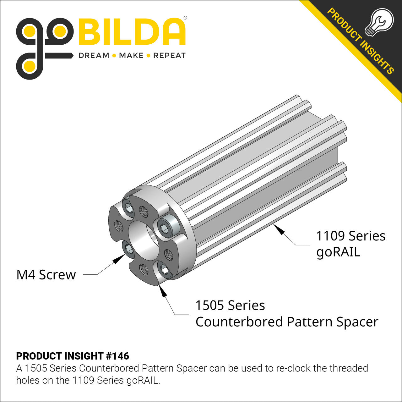 1505 Series 32mm OD Counterbored Pattern Spacer (8mm Length)