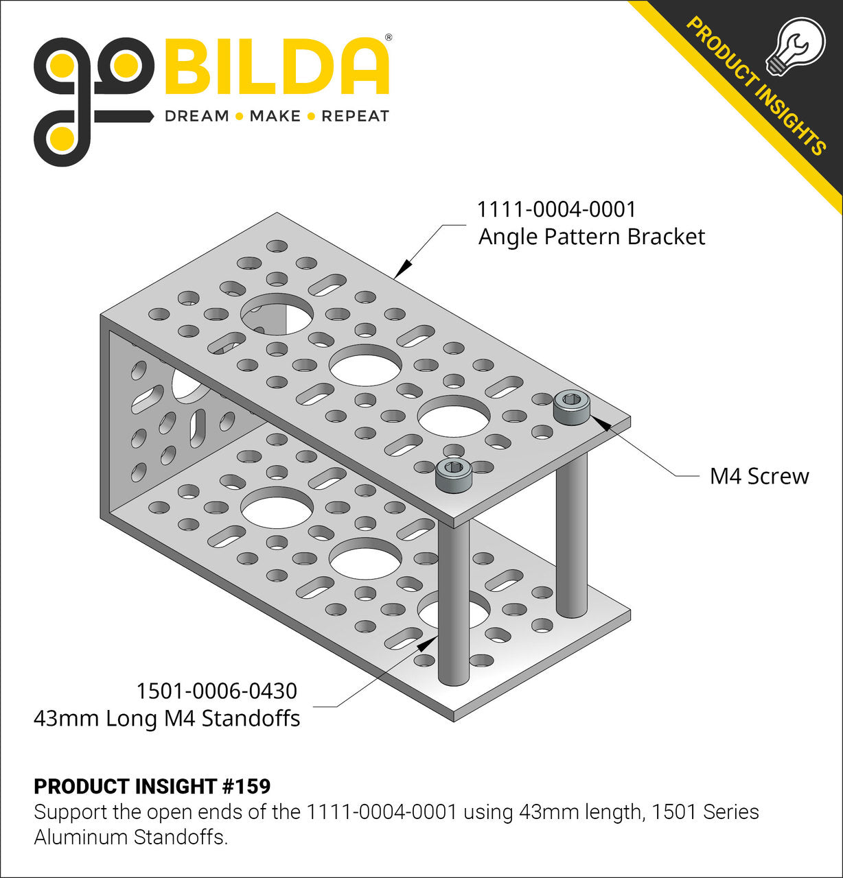 1501 Series M4 x 0.7mm Standoff (6mm OD, 43mm Length) - 4 Pack