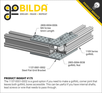 1137 Series Steel Flat Grid Bracket (1-2) - 2 Pack