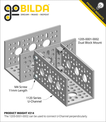 1120 Series U-Channel (4 Hole, 120mm Length)