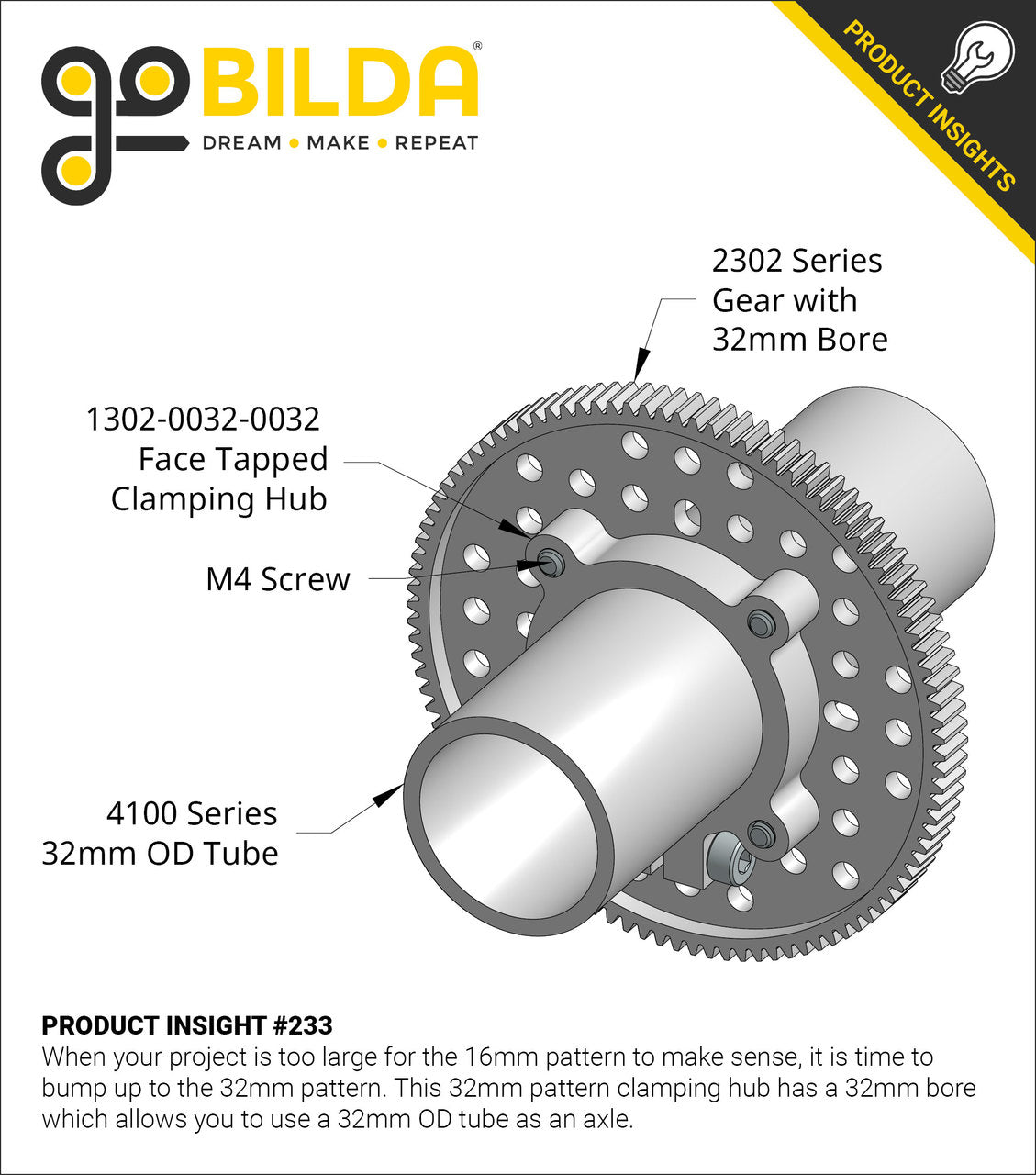 2302 Series Aluminum, MOD 0.8, Hub Mount Gear (32mm Bore, 80 Tooth)