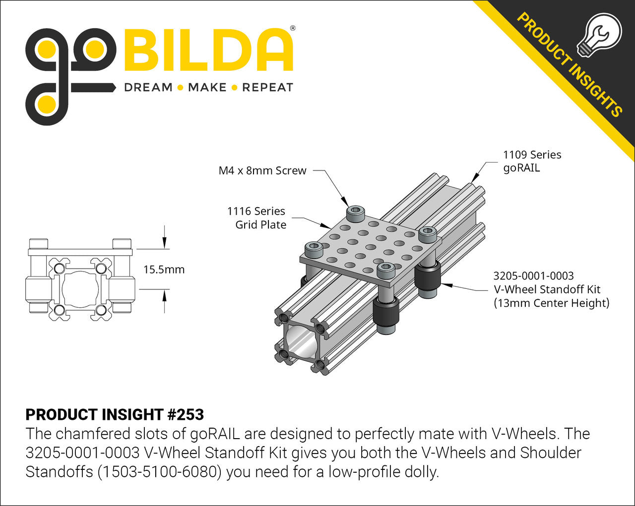 V-Wheel Standoff Kit (13mm Center Height)