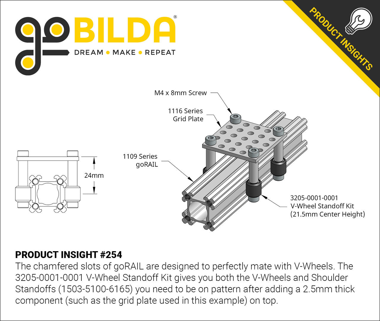 V-Wheel Standoff Kit (21.5mm Center Height)