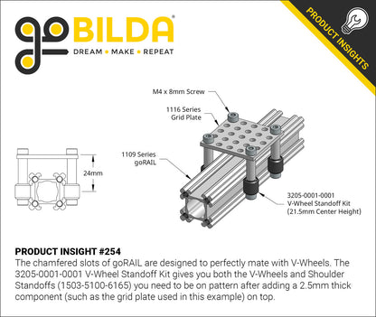 V-Wheel Standoff Kit (21.5mm Center Height)