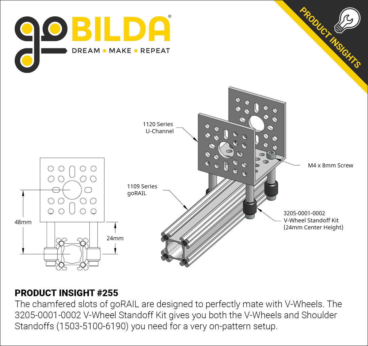 V-Wheel Standoff Kit (24mm Center Height)