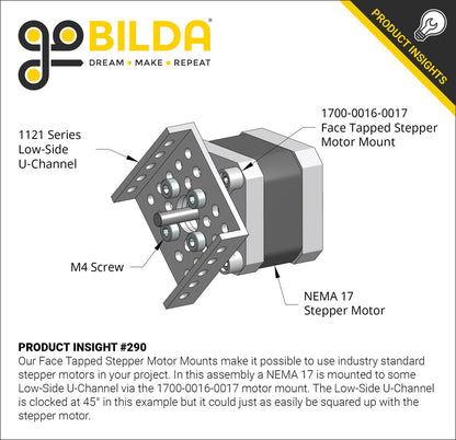 1700 Series Face Tapped Stepper Motor Mount (NEMA 17)