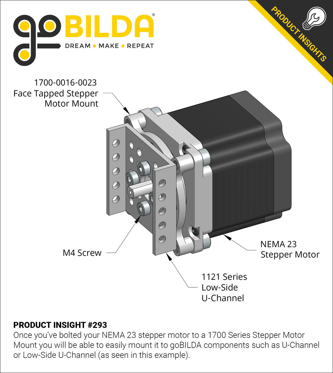 1700 Series Face Tapped Stepper Motor Mount (NEMA 23)