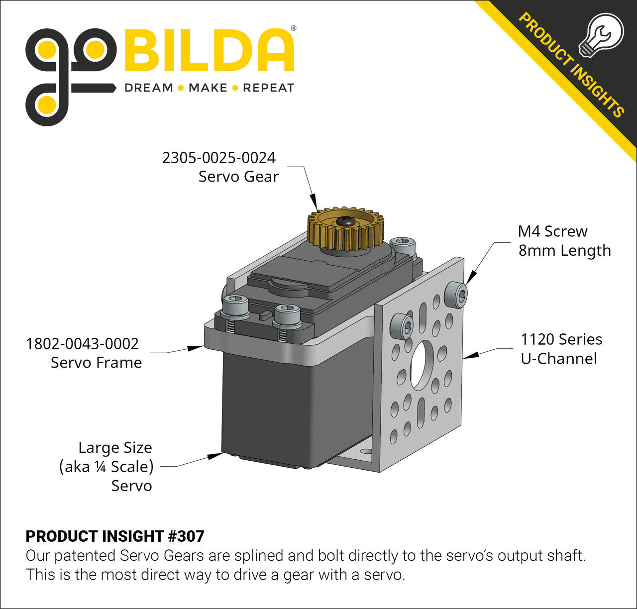 2305 Series Brass, MOD 0.8, Servo Gear (24 Tooth Spline, 15 Tooth)