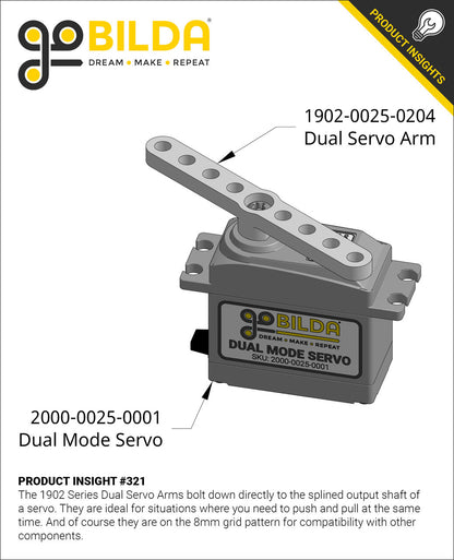 1902 Series Dual Servo Arm (25 Tooth Spline, 64mm Length)