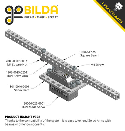 1902 Series Dual Servo Arm (25 Tooth Spline, 64mm Length)