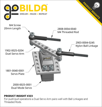 1902 Series Dual Servo Arm (25 Tooth Spline, 64mm Length)