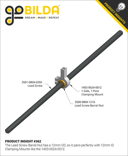 3501 Series Lead Screw (8mm Lead, 4 Start, 650mm Length)