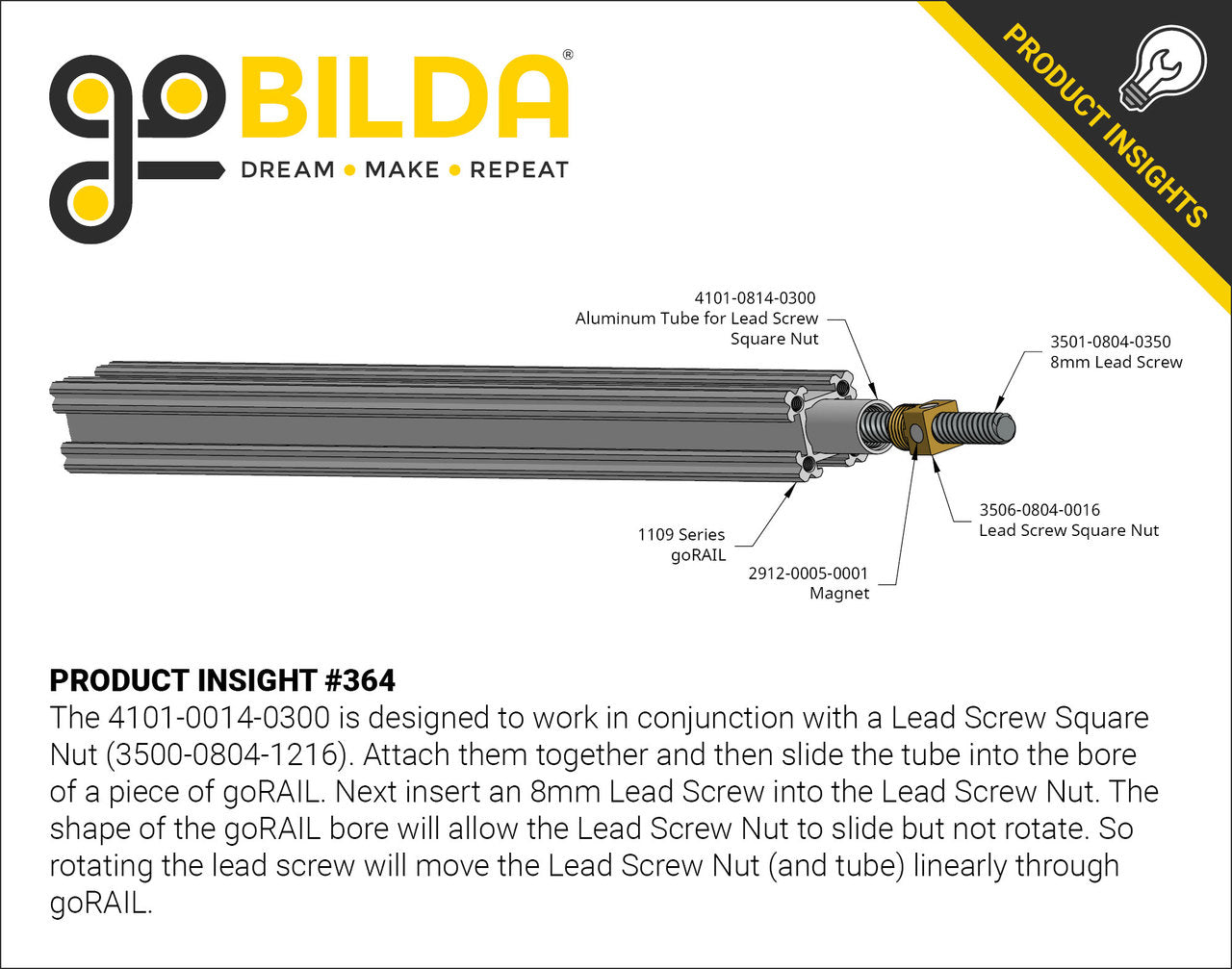 3506 Series Lead Screw Square Nut (8mm Lead, 4 Start, 16mm Length)