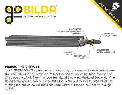 3506 Series Lead Screw Square Nut (8mm Lead, 4 Start, 16mm Length)