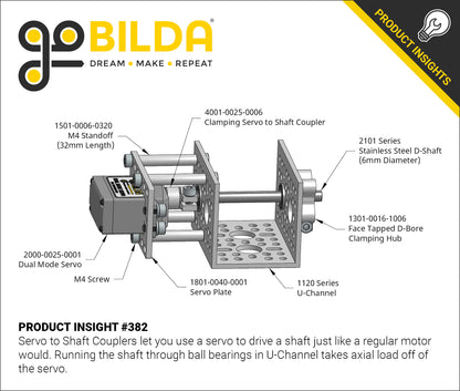 4001 Series Clamping Servo to Shaft Coupler (25 Tooth Spline to 6mm Round Bore)